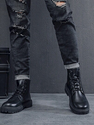 بوت رجالية للكاحل عام 2025 مضادة للانزلاق ورائحة الكريهة ومريحة ذات موضة متعددة الاستخدامات، بوت عمل من الجلد الكاجوال