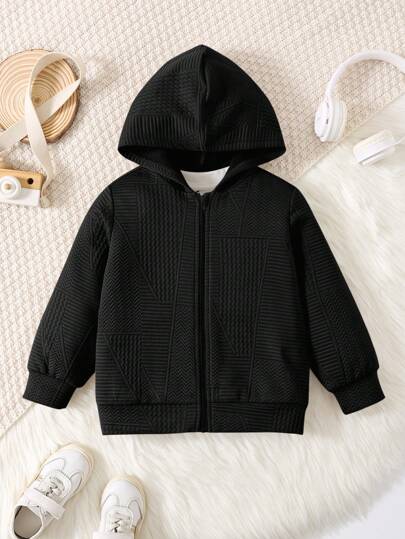 قطعة واحدة معطف قماش نسيج مموج كاجوال للأولاد الشباب، مناسب للخريف/الشتاء