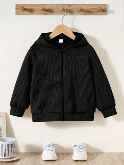 قطعة واحدة معطف قماش نسيج مموج كاجوال للأولاد الشباب، مناسب للخريف/الشتاء