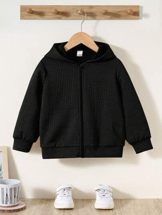 قطعة واحدة معطف قماش نسيج مموج كاجوال للأولاد الشباب، مناسب للخريف/الشتاء