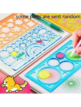 أدوات مكتبية ومدرسية مجموعة 7 قطع من مسطرة متعددة الاستخدامات،مسطرة منشورية متنوعة لرسم الهندسة (بعض الأجزاء ذات ألوان عشوائية)