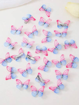 10 قطع/ عبوة أكسسوارات شعر أميرة للبنات الرضع ، كليبسات شعر صغيرة من الشيفون الشفاف ذات الطبقتين والزركشون