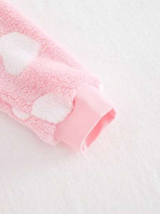 Cozy Pixies جمبسوت صوفية سميكة طويلة الأكمام بياقة مستديرة للرضع للبنات بتصميم قلب