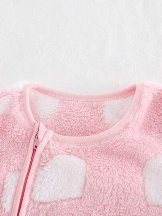 Cozy Pixies جمبسوت صوفية سميكة طويلة الأكمام بياقة مستديرة للرضع للبنات بتصميم قلب