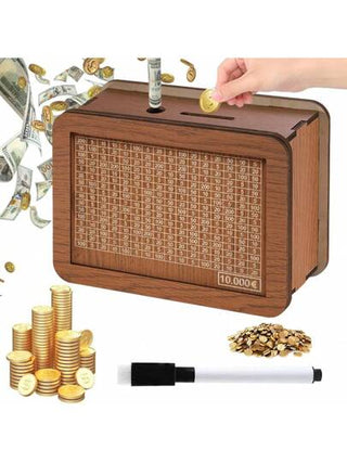 أثاث مكتبي صندوق إدخار خشبي صندوق نقدي يورو، بنك ، صندوق تحدي الادخار النقدي، صندوق نقود خشبي، صندوق توفير نقدي، صندوق توفير نقدي للبالغين، صندوق نقود لهدية نقدية مع أرقام مستهدفة
