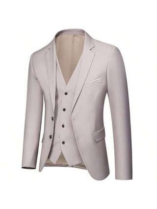 بدلة رجالية عمل كاجوال نحيلة طقم ثلاث قطع جاكيت بنطلون صدرية الزفاف العريس بليزر معطف سراويل جاكيت جيليه