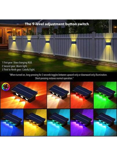 CANMEIJIA إضاءة حائطية بخلايا شمسية وأضواء ليد، ديكور حدائق خارجي ، إضاءة منظر طبيعي كبيرة الحجم مقاومة للماء، متغيرة الألوان RGB، موفرة للطاقة ذات طراز قديم مناسبة للحدائق/ساحات الانتظار/الممرات الخارجية/المداخل/الأبهاء/الشرفات/أحواض الزهور/المفترقات/الج
