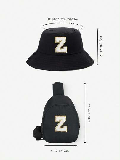 قبعة دلو للأطفال قطعتين، قبعة بيسبول بسيطة أنيقة مع حقيبة كروسبودي على الكتف، مناسبة للبنين والبنات للخروج يوميًا.