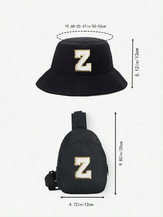 قبعة دلو للأطفال قطعتين، قبعة بيسبول بسيطة أنيقة مع حقيبة كروسبودي على الكتف، مناسبة للبنين والبنات للخروج يوميًا.