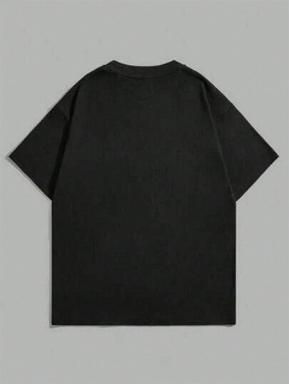 SHEIN تي شيرت تيشيرت مطبوع محبوك بياقة دائرية غير رسمي لصبي مراهق