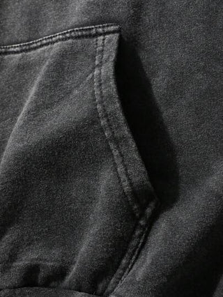 هودي كاجوال مطبوع عليه حرف السيارة غسل بالحمض للرجال