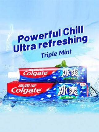 colgate معجون أسنان بنكهة النعناع المبرد الثلاثية، منعش للأنفاس، برودة قوية، مضاد تسوس الأسنان، مقو للأسنان، 1 قطعة (120جرام / 4.23أونصة)