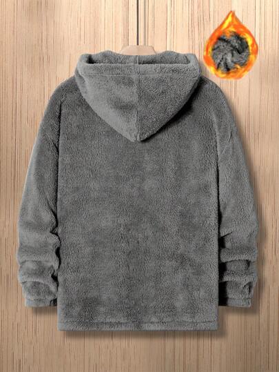 Manfinity Homme هوديSilm المقاس الكبير للرجال ذو طباعة حرفية واكتاف ساقطة مع سير تعديل، هودي كاجوال برقبة عالية للخروج في فصلي الخريف والشتاء، هدايا لأصدقاء وأزواج وأصدقاء