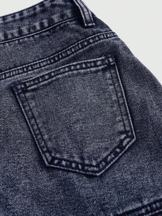 ROMWE Grunge Punk تنورة جينز بجيوب وطية و حاشية تخمير