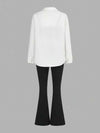 SHEIN Essnce طقم رياضي نسائي كاجوال أساسي خفيف 3 قطع/طقم، ملابس علوية أسود مقاس ضيق وبأربطة مع بنطلون أسود مقاس ضيق وواسع وبلوزة بيضاء بأكمام طويلة، ملابس نسائية مجموعة تمرين خريف 3 قطع/طقم