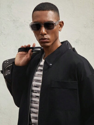 AKNOTIC Business Casual قميص رجالي بتصميم مبطن ضيق من القماش المنسوج، كاجوال