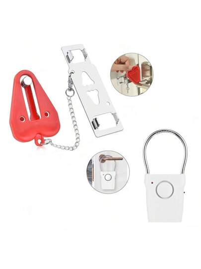 تنبيه مقبض الباب و قفل باب محمول 120ديسيبل تنبيه باب للأمن المنزلي إنذار دخول الباب استشعار مقبض الباب إنذار إنذار السطو على النوافذ للأمن المنزلي سلامة الأطفال (أبيض)