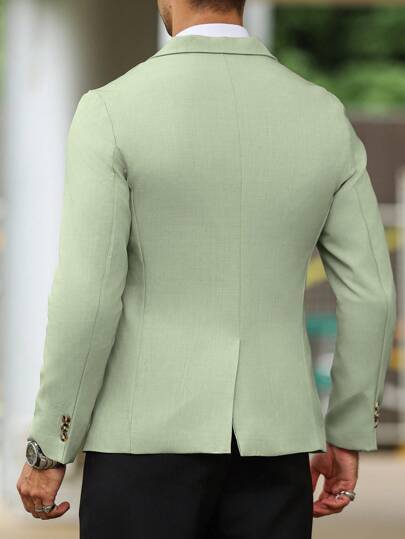 Manfinity Mode بدلة رجالية جاكيت واقية يومية سادة بأكمام طويلة