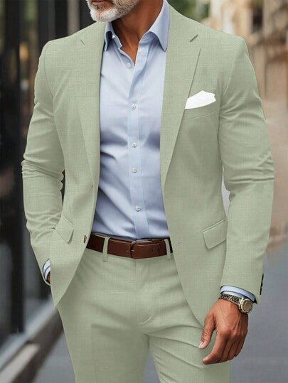 Manfinity Mode بدلة رجالية جاكيت واقية يومية سادة بأكمام طويلة