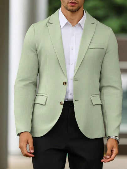 Manfinity Mode بدلة رجالية جاكيت واقية يومية سادة بأكمام طويلة