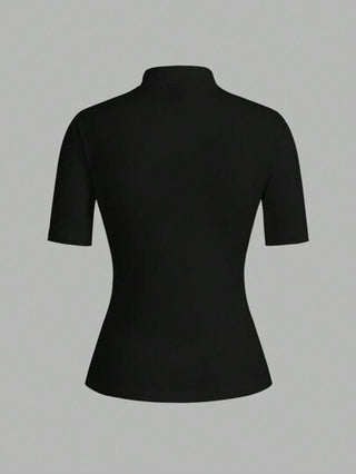 EZwear مجموعة بلوزة قاعدية أساسية بأكمام طويلة ٣/٤ ضيقة الشكل بياقة عالية للنساء ٢ قطعة,مناسبة للانتقال إلى فصل الخريف