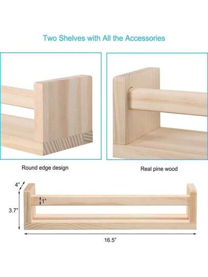 1 رف كتب عائم للروضة ، رفوف جدارية مصنوعة من خشب صلد لديكور الروضة لكتب،ألعاب وأدوات التخزين والتنظيم في الحمام وديكور الغرفة