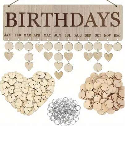 1 طقم لوحة ذكرى أعياد الميلاد الخشبية، لوحة معلقة على الحائط لاحتفالات أعياد الميلاد للأسرة مع علامات، منصة عرض لتقوويم أعياد الميلاد الخشبية للمنزل والفصل الدراسي والمكتب، هدايا شخصية للأم والمعلمة والجدة للاحتفاظ بها، ديكور المنزل والغرفة والحائط، تخرج