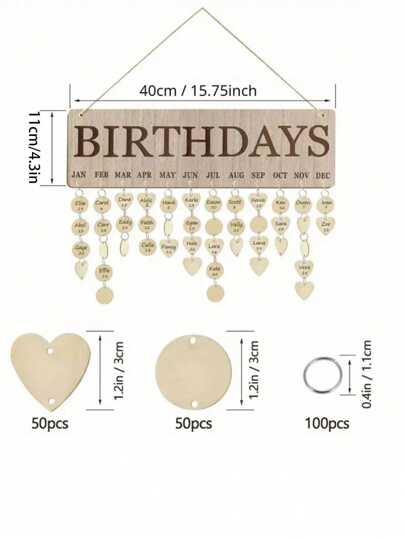 1 طقم لوحة ذكرى أعياد الميلاد الخشبية، لوحة معلقة على الحائط لاحتفالات أعياد الميلاد للأسرة مع علامات، منصة عرض لتقوويم أعياد الميلاد الخشبية للمنزل والفصل الدراسي والمكتب، هدايا شخصية للأم والمعلمة والجدة للاحتفاظ بها، ديكور المنزل والغرفة والحائط، تخرج