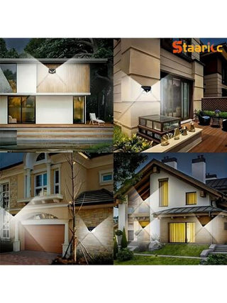 1 قطعة/2 قطعة/4 قطع أضواء بطارية شمسية 100 LED لتوفير الطاقة، مع حساس للحركة، 3 أوضاع،مجال إضاءة 270 درجة، أضواء حائط خارجية لحديقة السور والرواق والمرآب