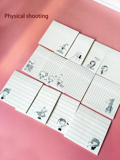 1 عبوة 4 قطع مذكرات لاصقة صغيرة ذات نمط بسيط لفتاة مع خطوط لمكتب المدرسة 80 ورقة