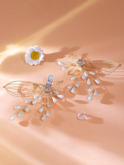 قطعة واحدة من زهرة الحذاء المزخرفة باللؤلؤ القابلة للفصل لإطلالة أنيقة، للأحذية عالية الكعب والأحذية الزفاف والشبشب المسطحة