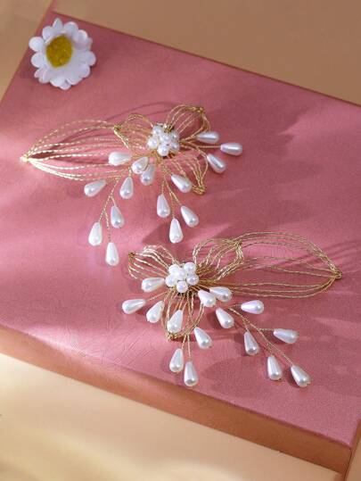 قطعة واحدة من زهرة الحذاء المزخرفة باللؤلؤ القابلة للفصل لإطلالة أنيقة، للأحذية عالية الكعب والأحذية الزفاف والشبشب المسطحة