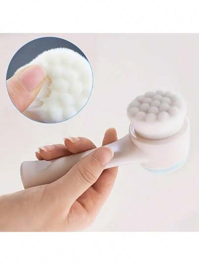 فرشاة تنظيف السيليكون 2 في 1 - تقشير لطيف وتدليك، شعيرات ناعمة ذات وجهين لجميع أنواع البشرة، هدية لصديقتك لتنظيف الوجه، فرشاة للوجه، حقيبة، منظم، تخزين