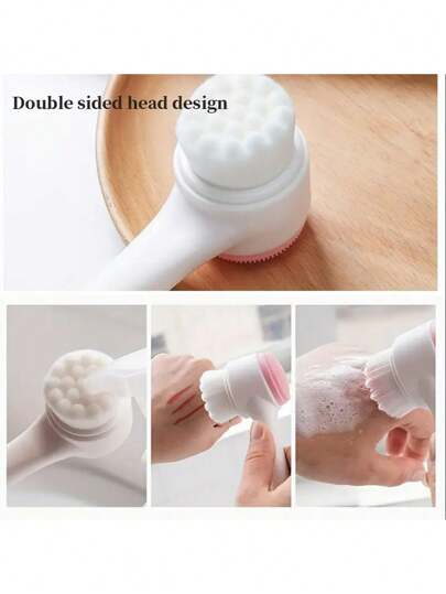 فرشاة تنظيف السيليكون 2 في 1 - تقشير لطيف وتدليك، شعيرات ناعمة ذات وجهين لجميع أنواع البشرة، هدية لصديقتك لتنظيف الوجه، فرشاة للوجه، حقيبة، منظم، تخزين