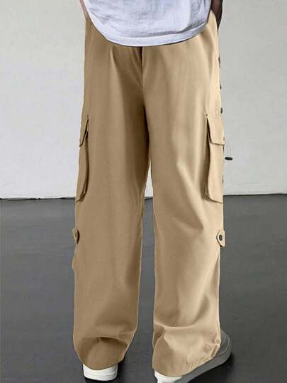 Manfinity EMRG بنطلون بجيوب للرجال بلون واحد بسيط للارتداء اليومي