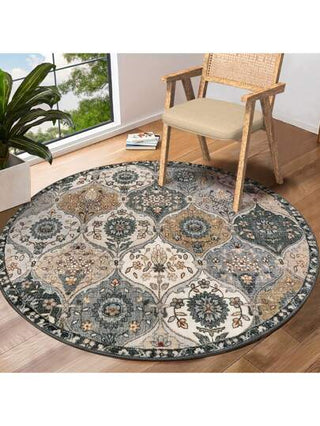 JAYFAN سجادة قديمة الطراز لغرفة المعيشة ، حصيرة أرضية لطاولة القهوة والكنبة ، حصيرة أرضية دائرية لكرسي الكمبيوتر ودراسة