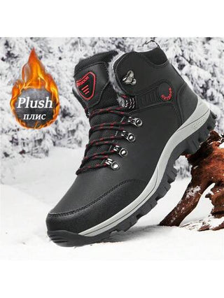 بوت ثلجي عالي الرقبة ذو وحدة تحتية سميكة للرجال موديل شتاء 2024 الجديد، من الجلد الصناعي بمقاسات كبيرة، بطانة فرو للاستخدام الخارجي والتنزه، مقاوم للرياح، مانع للانزلاق، دافئ ومريح، يناسب مع سترات وبنطلونات الشحن.