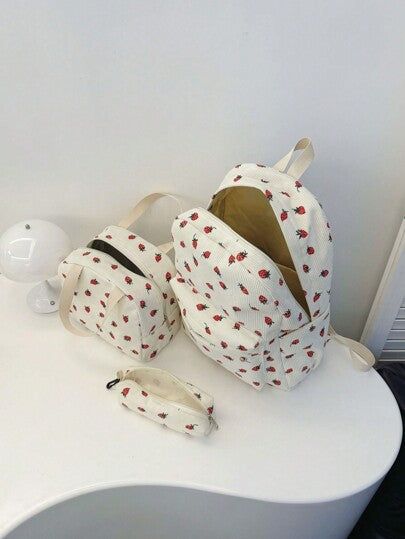 حقيبة ظهر نسائية أنيقة متعددة الأغراض بطبعة زهرية صغيرة، حقيبة مدرسية مقاومة للماء