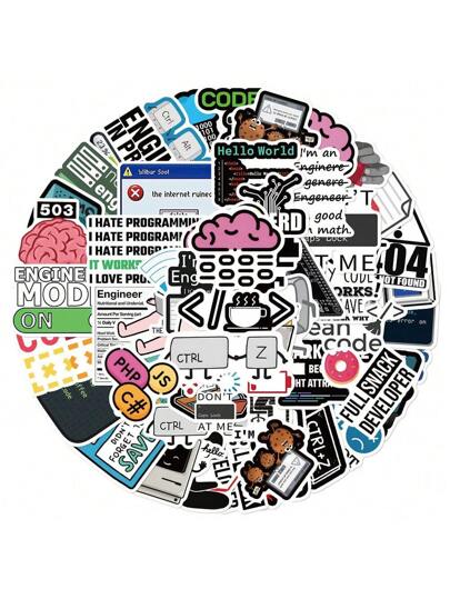 50 قطعة ملصقات مقاومة للماء بأساليب البرمجة والتطبيقات الحاسوبية، ملصقات فنية معاد تشكيلها لاصقة ذاتية للأطفال مناسبة ل- DIY على الحقائب والزجاجات والهواتف والأجهزة المحمولة والألواح الزحافة والأمتعة والخوذات وغير ذلك. ملصقات لابتوب، ملصقات، ملصقات لابتوب