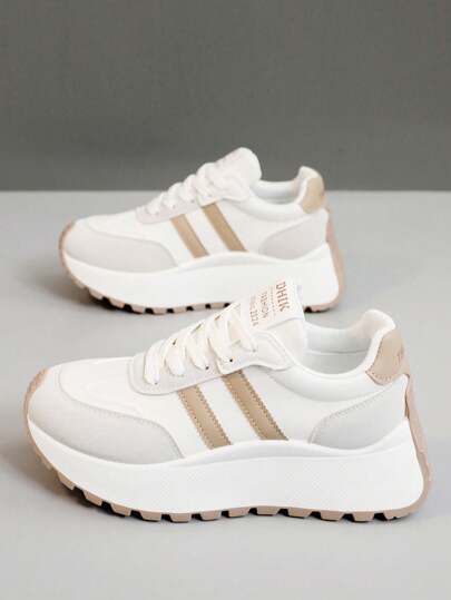 أحذية نساء رياضية ربيع صيف 2024 الجديدة، أحذية رياضية سميكة القاعدة تنفس عادية، أحذية متعددة الاستخدامات مانعة للانزلاق