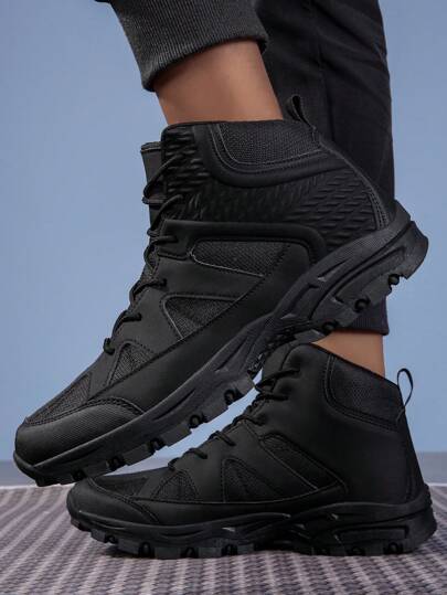 أحذية المشي لفصل الشتاء/الخريف المهنية السوداء الجديدة لعام 2024، سميكة الوحدة، مضادة للانزلاق، أحذية رياضية خارجية قابلة للتنفس بسحاب كاجوال،مقاومة للماء، امتصاص الصدمات، أحذية تنزه وحيادية الجنس