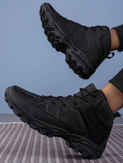 أحذية المشي لفصل الشتاء/الخريف المهنية السوداء الجديدة لعام 2024، سميكة الوحدة، مضادة للانزلاق، أحذية رياضية خارجية قابلة للتنفس بسحاب كاجوال،مقاومة للماء، امتصاص الصدمات، أحذية تنزه وحيادية الجنس