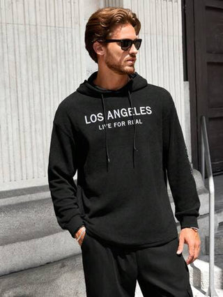 Manfinity Homme هوودي من البرشام للرجال بتصميم مطرز، للارتداء اليومي والخروجات