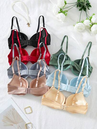 Shein Underwear&Sleepwear Basics 7 قطع لباس داخلي للنساء بسيط وعملي ومريح بحمالات، طقم ملابس داخلية جذاب بألوان أحادية