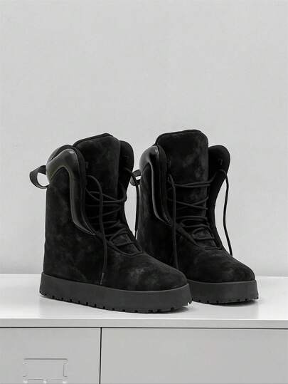 بوت ثلج للرجال أنيقة جديدة عالية الأعلى تربيط مقاومة للماء، طراز شارع أمريكي متميز، شخصي، موضة ، سميكة الأساس، ارتفاع إضافي ، خفيفة الوزن، بوت عالية الجودة. المقاسات تعمل صغيرة، اطلب مقاس أكبر بمقدار واحد