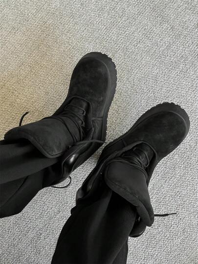 بوت ثلج للرجال أنيقة جديدة عالية الأعلى تربيط مقاومة للماء، طراز شارع أمريكي متميز، شخصي، موضة ، سميكة الأساس، ارتفاع إضافي ، خفيفة الوزن، بوت عالية الجودة. المقاسات تعمل صغيرة، اطلب مقاس أكبر بمقدار واحد