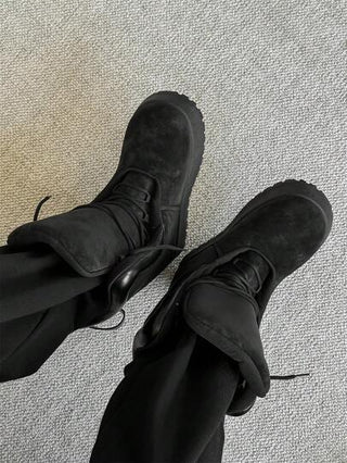 بوت ثلج للرجال أنيقة جديدة عالية الأعلى تربيط مقاومة للماء، طراز شارع أمريكي متميز، شخصي، موضة ، سميكة الأساس، ارتفاع إضافي ، خفيفة الوزن، بوت عالية الجودة. المقاسات تعمل صغيرة، اطلب مقاس أكبر بمقدار واحد