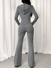 SHEIN EZwear مجموعة ملابس علوية سوداء بسحاب وكابور واسع 2قطعة للنساء، ربيع وصيف
