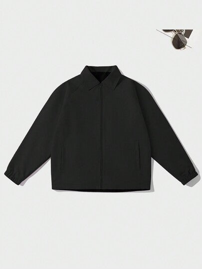 جاكيت طباعة الوردة الرجعية طويلة الأكمام بياقة للرجال خلال فصلي الخريف/الشتاء