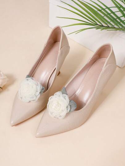 1 زوج من تزيينات مشابك أحذية على شكل وردة دقيقة مصنوعة من شبكة قابلة للفصل، مناسبة للأحذية النسائية ذات الكعب العالي والصنادل